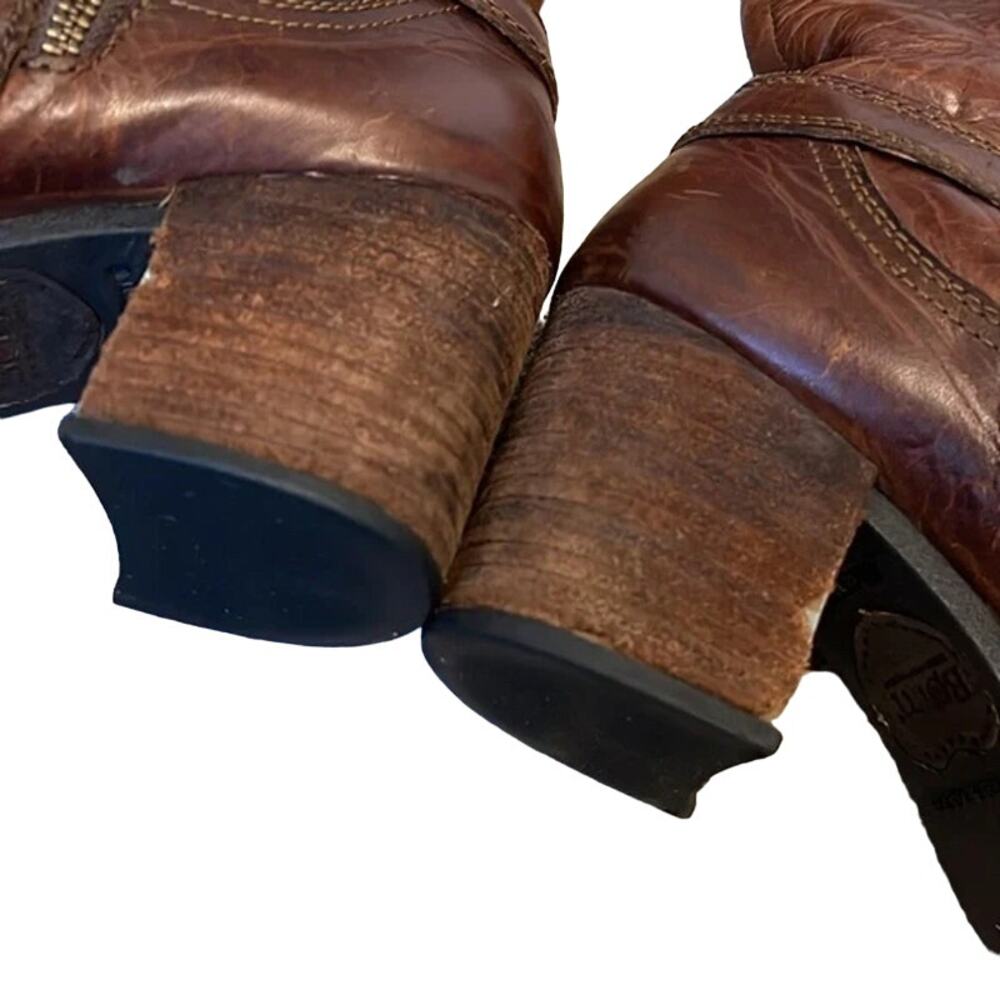 Born Brown Leather Mid-Calf Heeled Boots - Picture 3 of 7
